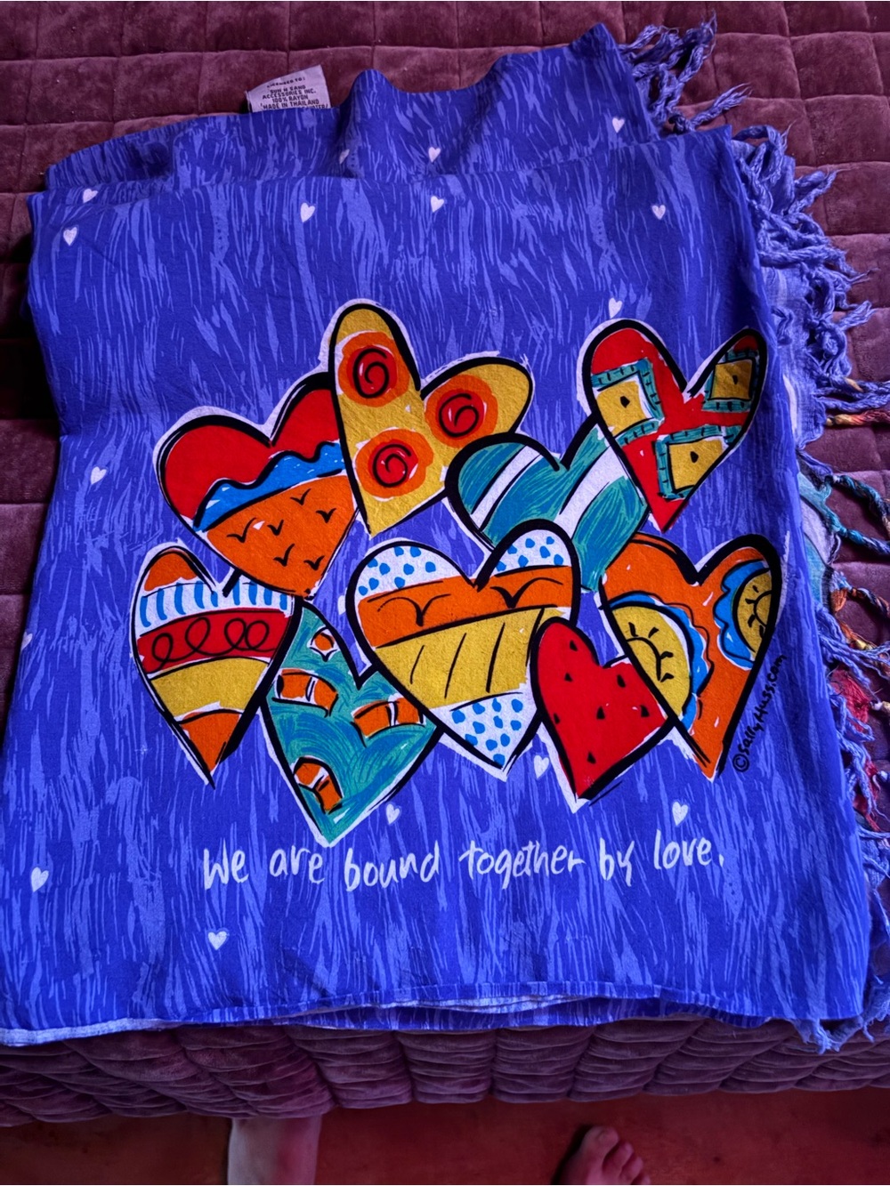 Purple Heart Print women’s wrap scarves - We Are Bound Together by Love